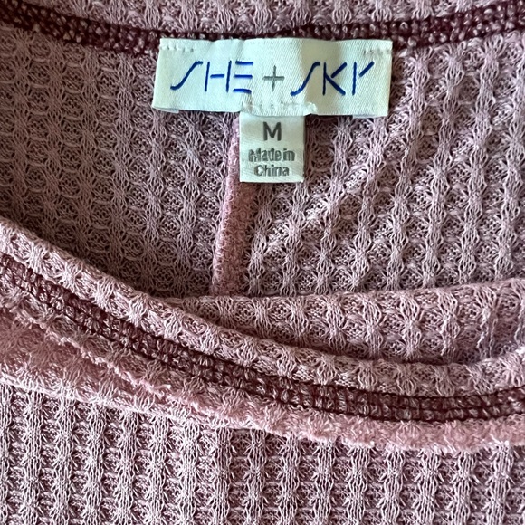 She + Sky waffle top, mauve size Medium - Picture 5 of 6